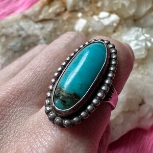 Signed Sterling silver turquoise Native American ring size 5